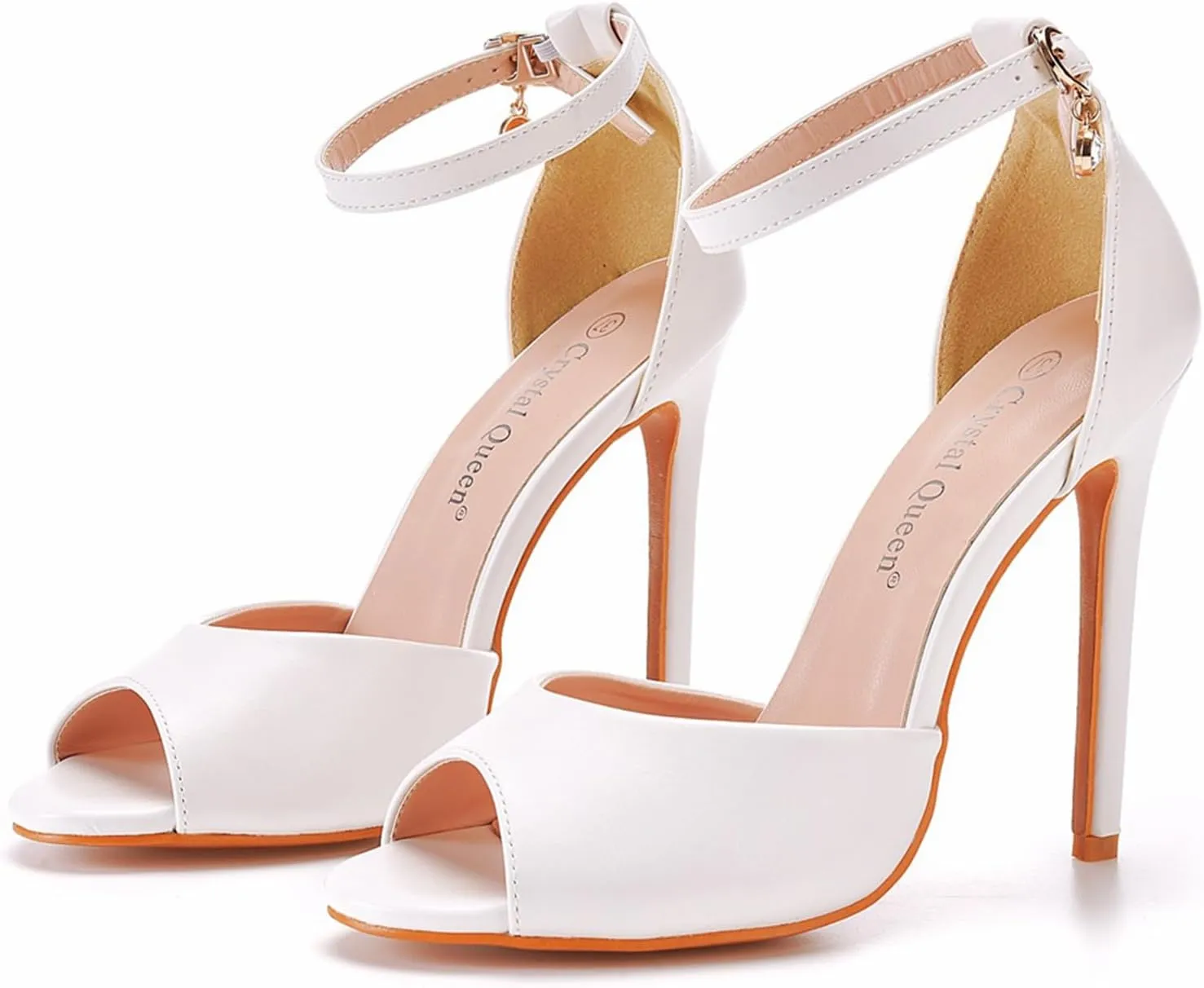 Wedding Shoes,Women's Peep Toe High Heels Womens Bridal Stiletto High Heels Buckles Evening Party Prom Sandals11cm