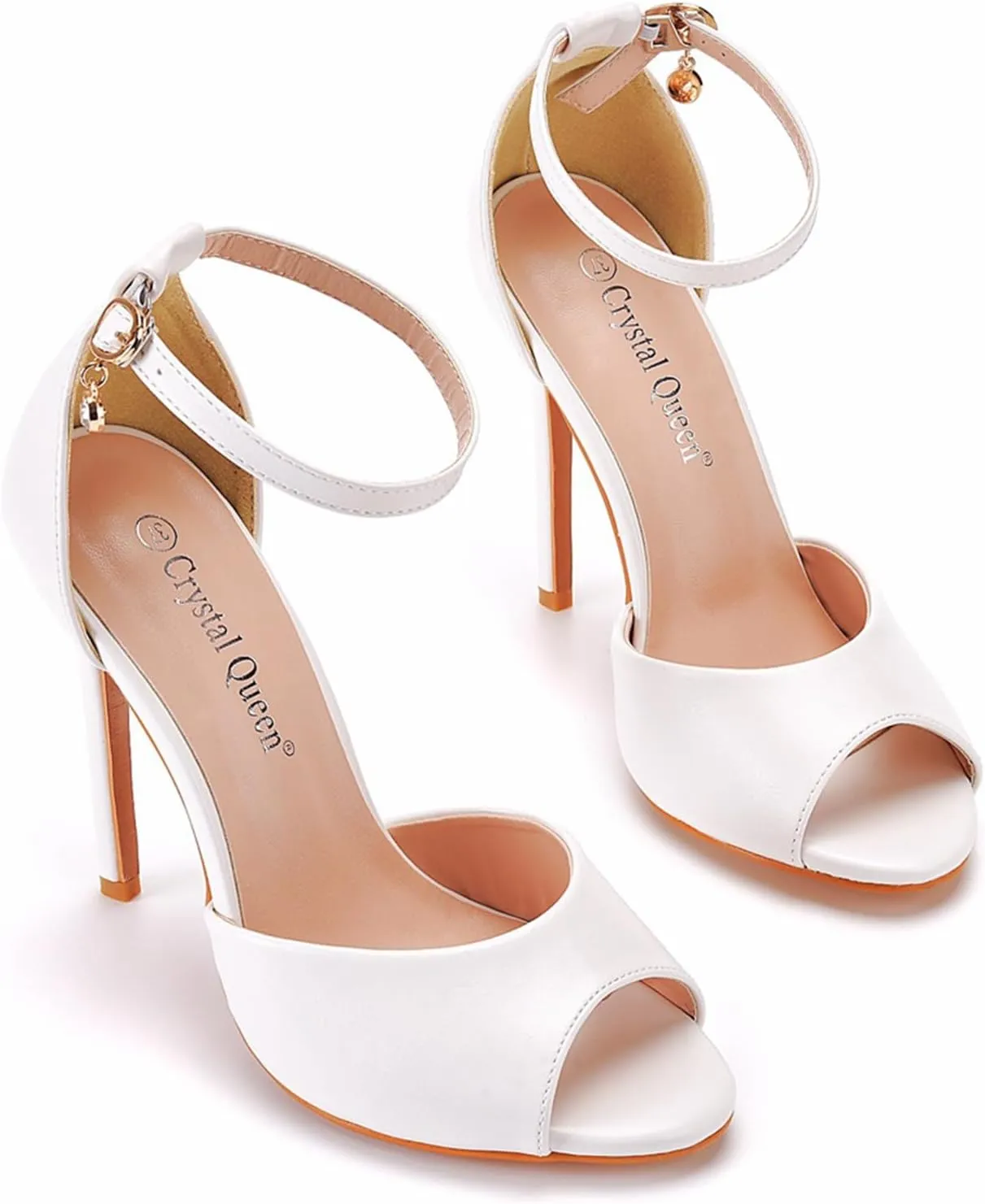 Wedding Shoes,Women's Peep Toe High Heels Womens Bridal Stiletto High Heels Buckles Evening Party Prom Sandals11cm