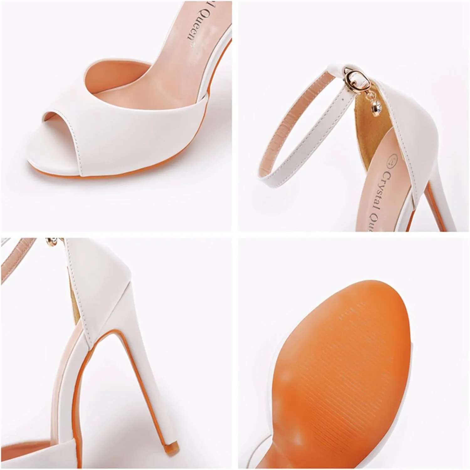 Wedding Shoes,Women's Peep Toe High Heels Womens Bridal Stiletto High Heels Buckles Evening Party Prom Sandals11cm