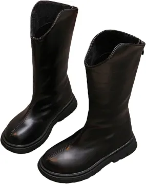Winter Girls' Ankle Boots Big Kids Back Zipper Sheep Boots Warm Non Slip Shoes Long Boots High Boots Outdoor Christmas Shoes