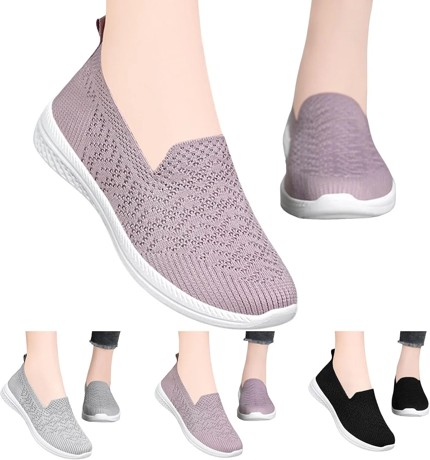 Women Casual Shoes Fashion Simple Solid Color Comfortable and Lightweight Flat Bottomed Slip On Business Heels Women