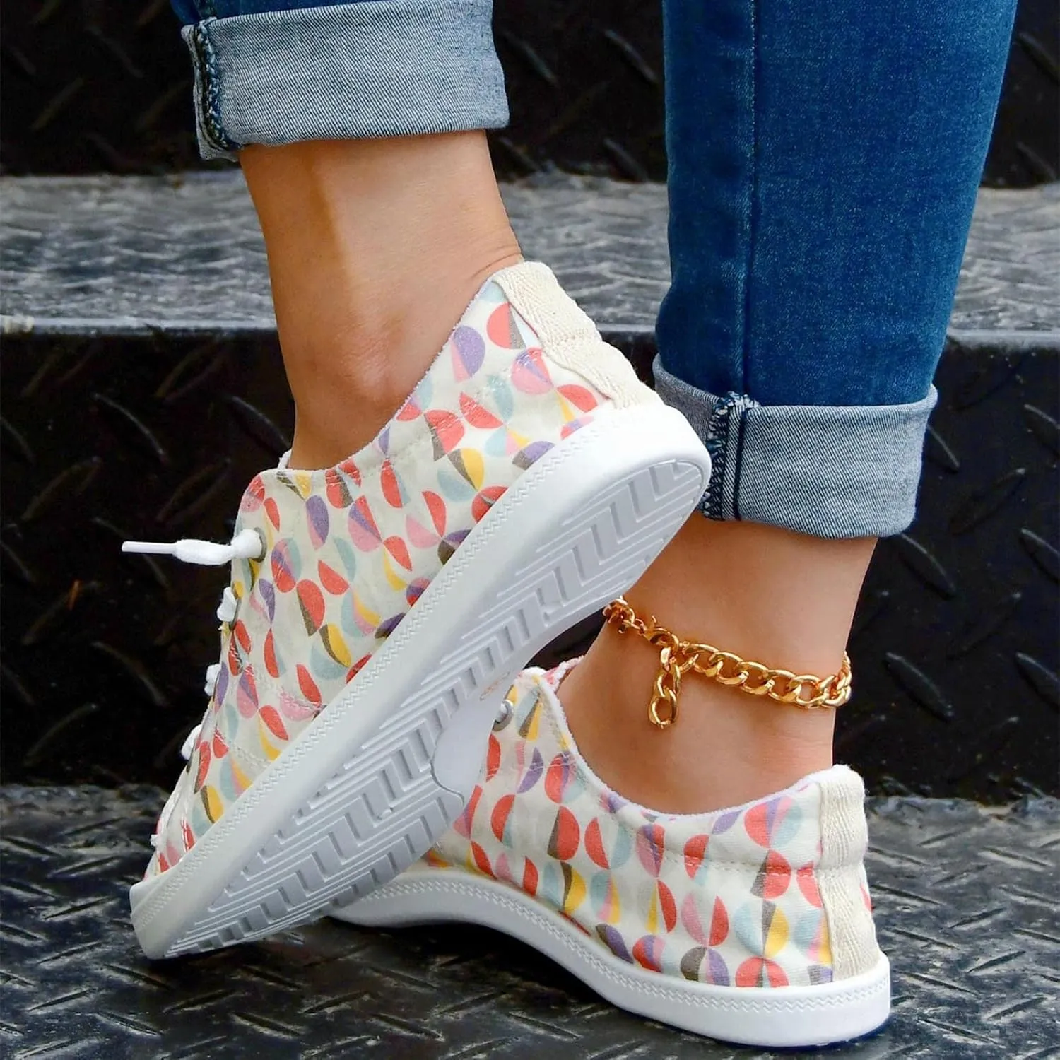 Women Fashion Casual Sneakers Canvas Lace-Up Loafers Lightweight Ladies Shoes Flat Soft Soled Comfortable Shoes Non Slip Cute Wide Feet Arch Support Toe Box Slippers Slipper Cozy B29-Pink