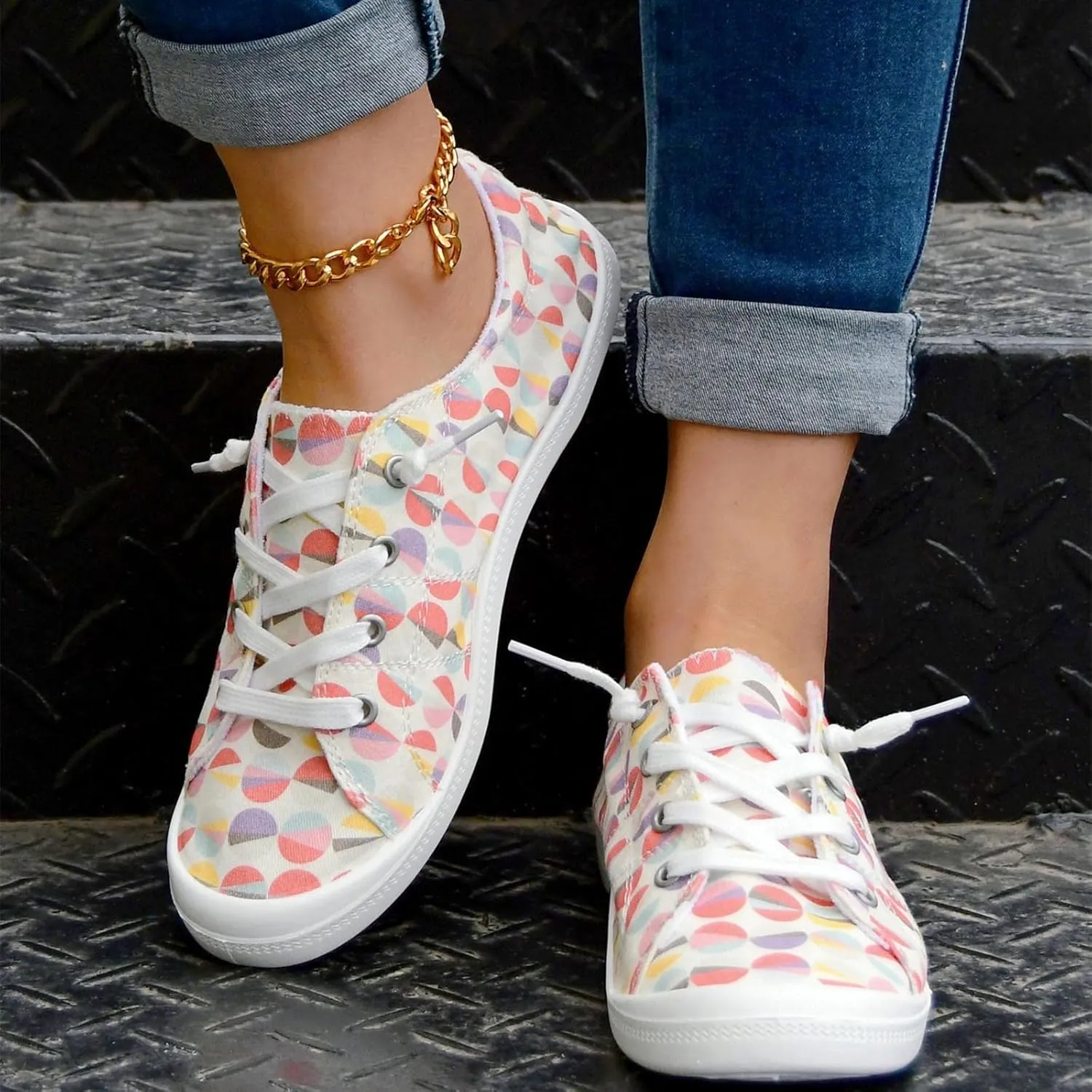 Women Fashion Casual Sneakers Canvas Lace-Up Loafers Lightweight Ladies Shoes Flat Soft Soled Comfortable Shoes Non Slip Cute Wide Feet Arch Support Toe Box Slippers Slipper Cozy B29-Pink