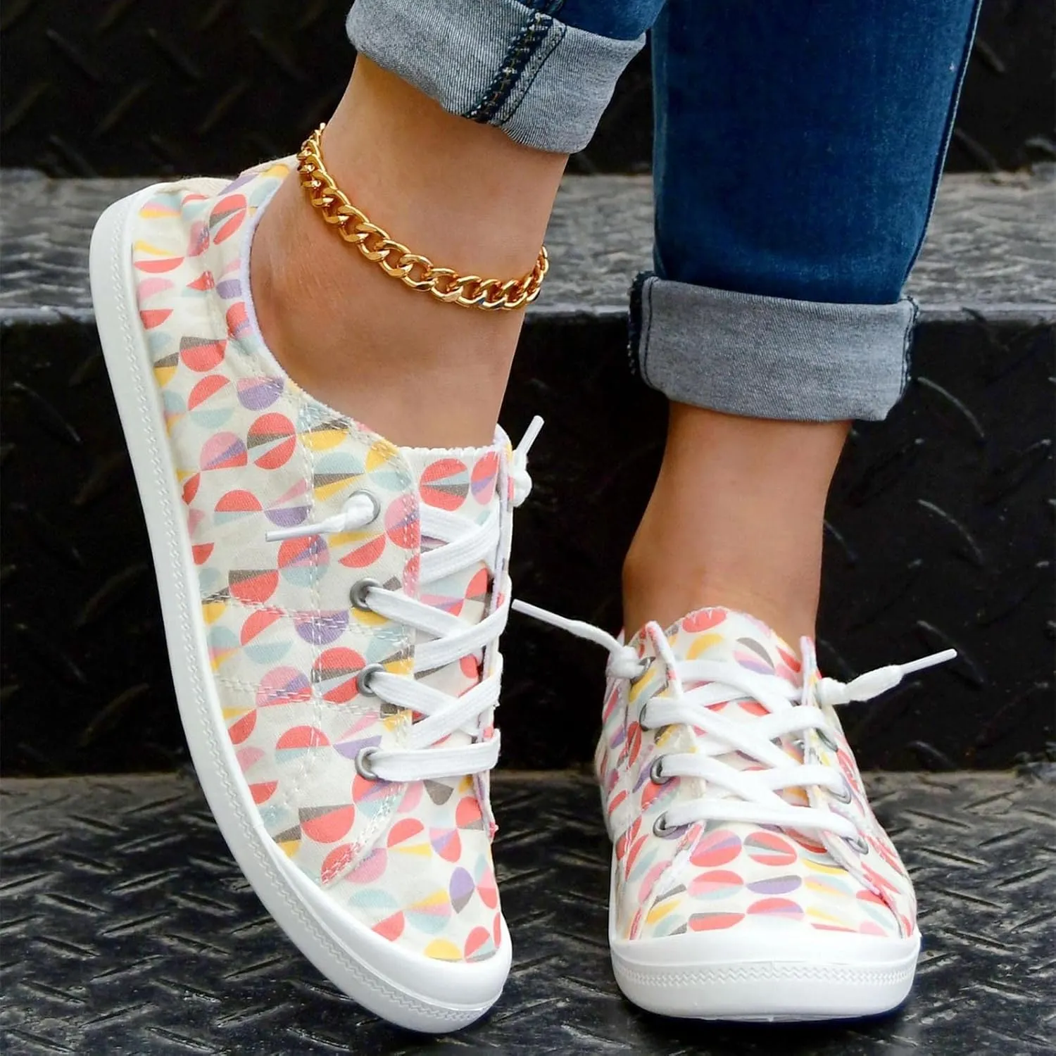 Women Fashion Casual Sneakers Canvas Lace-Up Loafers Lightweight Ladies Shoes Flat Soft Soled Comfortable Shoes Non Slip Cute Wide Feet Arch Support Toe Box Slippers Slipper Cozy B29-Pink